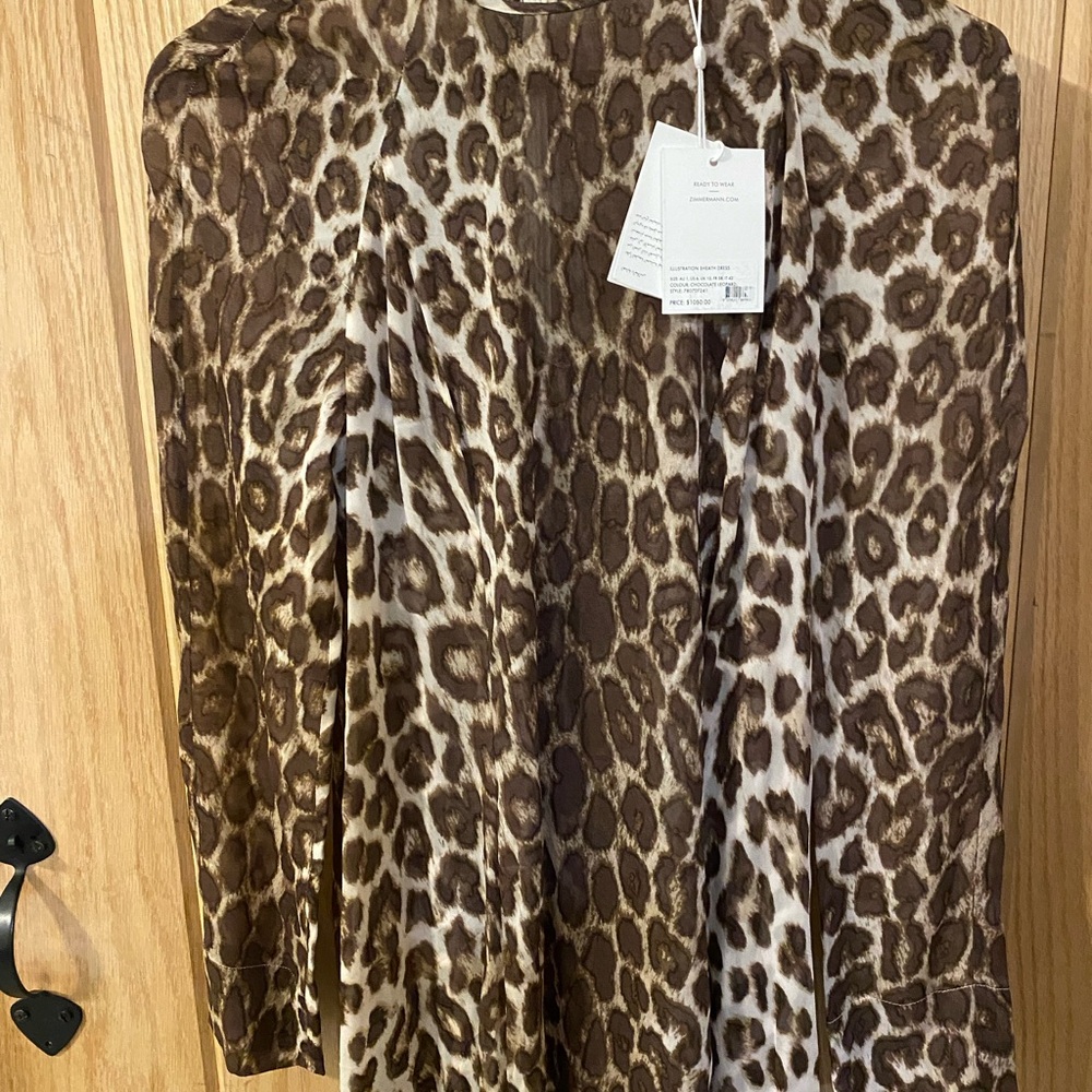 Zimmermann Leopard Print Long-Sleeve Maxi-Dress Size 1 Au/us 6 Missing Belt. - Picture 11 of 13
